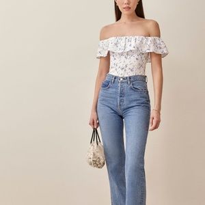 Reformation Grapefruit Linen Top, size 0